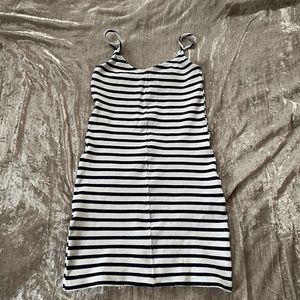 Topshop black and white striped mini dress